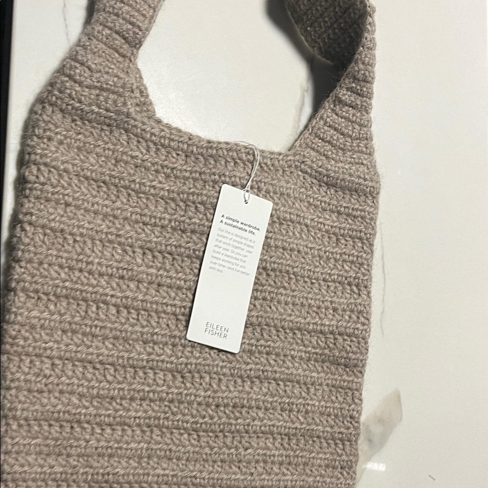 Eileen Fisher Taupe Knit Shoulder Bag